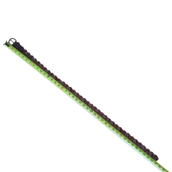 Vintage Classic Aimee Lynn Large Leather Belt Woven Braided Antique Brown 90's - Picture 12 of 16